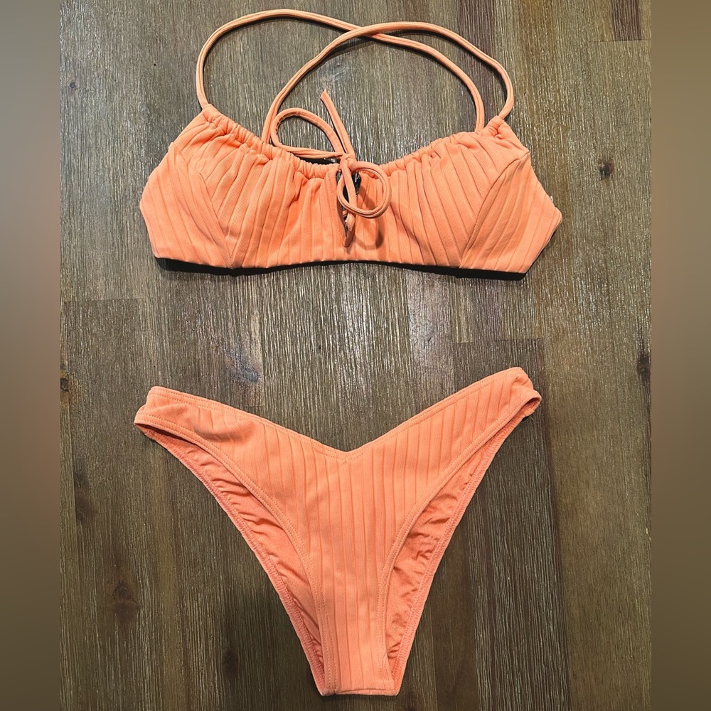 RVCA Haze Bralette Bikini Top & Bottom - Salmon (can sell separately)